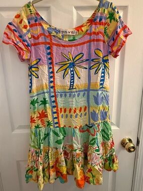 Jams World Multicolor Palm Print Short Dress